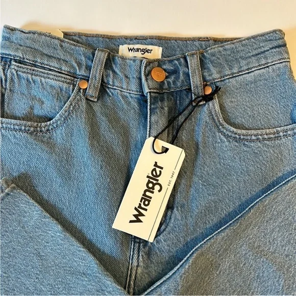 Wrangler 25 x 28 Jeans Wild West 603 High Rise Straight Earthwash Blue NWT